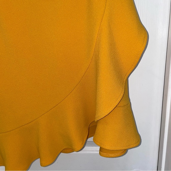 MINKPINK Mustard Yellow Ruffle One Shoulder Mini Dress - Medium - Picture 5 of 9